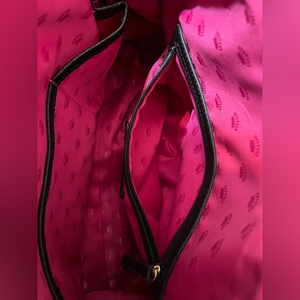 **Sold** Y2K Juicy Couture Black Leather Purse with Hot Pink Lining - Picture 13 of 15